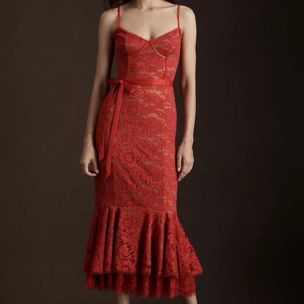 V. Chapman | Naomi Lace Corset Midi Dress | Size 6 | NWT